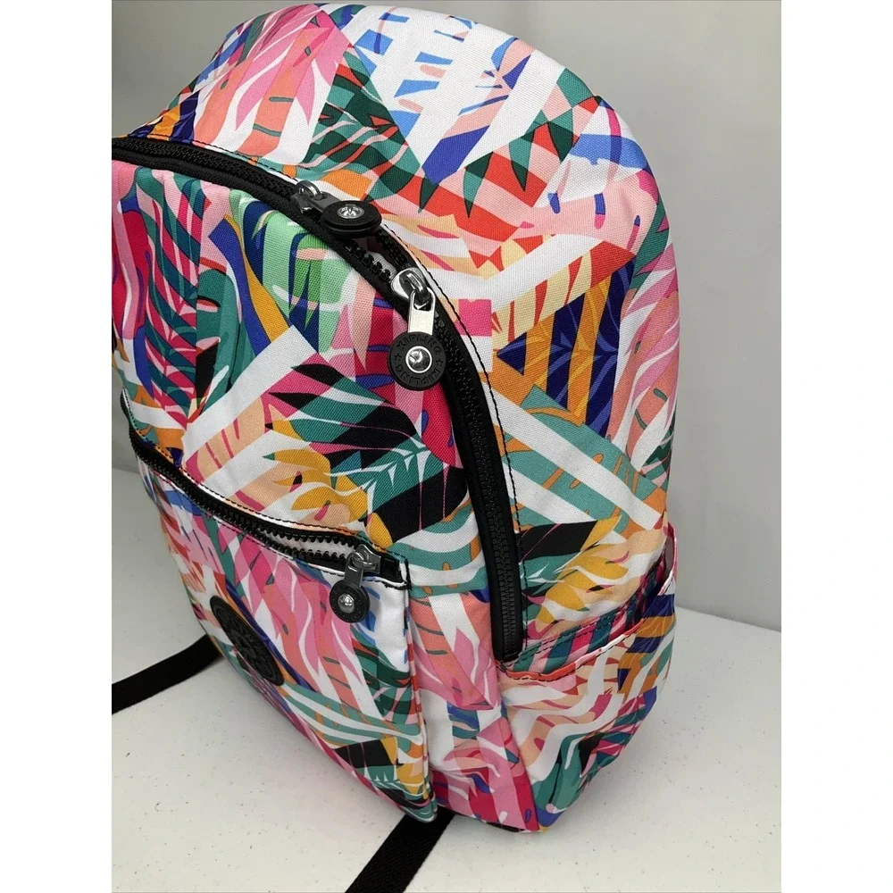 Kipling Chuwy Backpack Bookbag Tropical Patchwork Garden Book Bag Adjustable NWT
